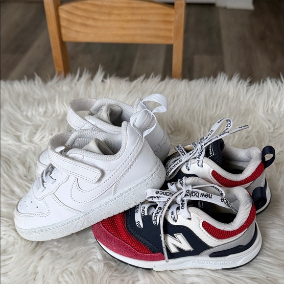 Nike and New Balance Red, White, and Navy Baby Sneakers Size 7-7.5 - Picture 2 of 8